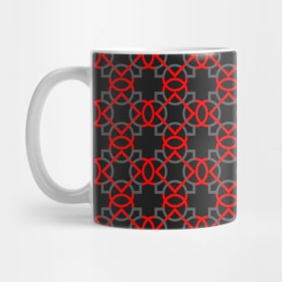 Geometric red diamonds and grey crosses repetion pattern set collage Mug